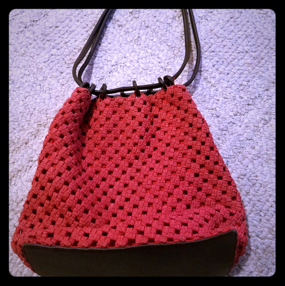 Red orange knit purse
